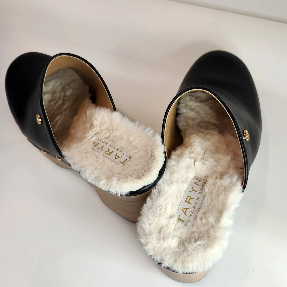 Taryn Rose Black Mules with Platform Sole and Plush Lining Sz 7.5 - Picture 10 of 10